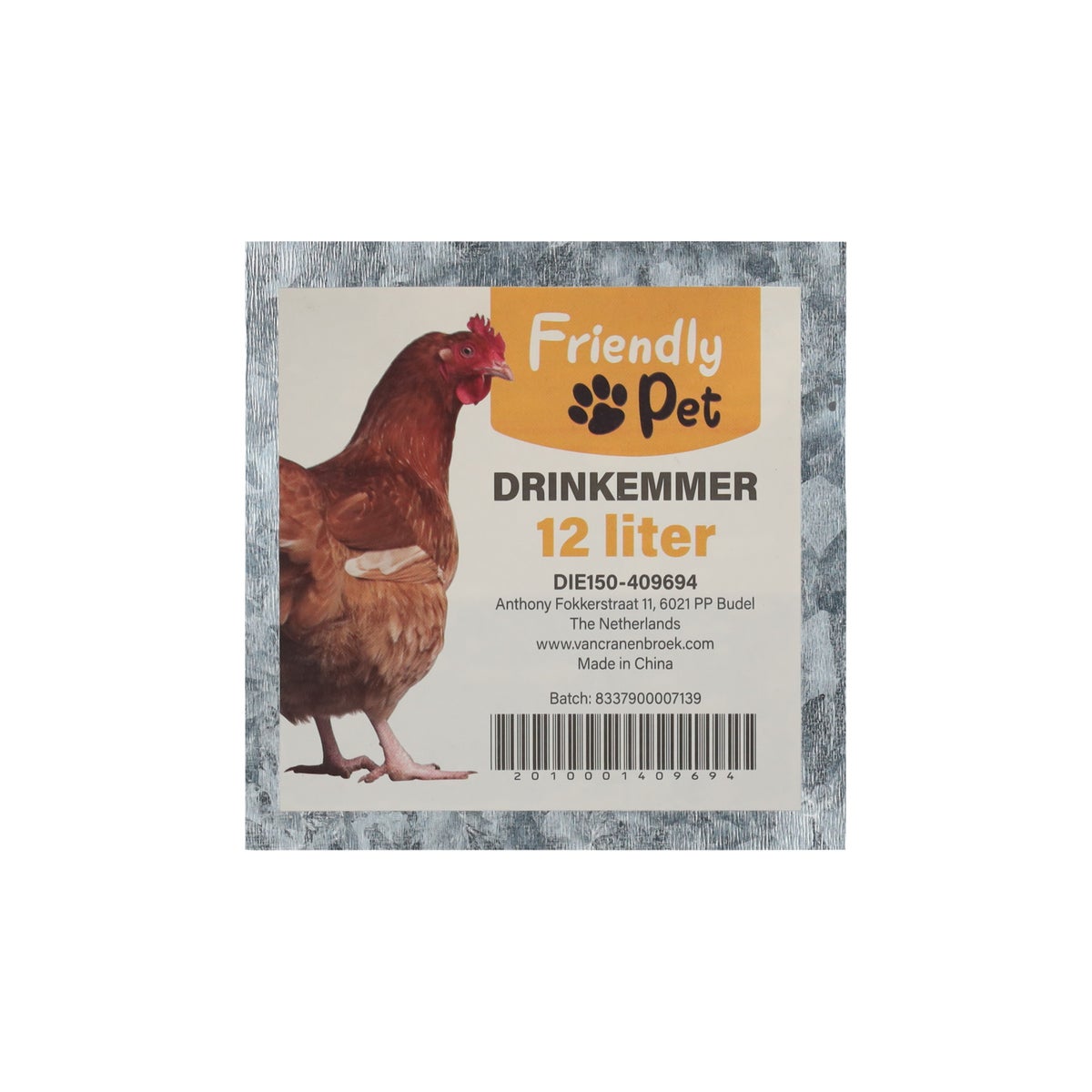 Drinkemmer metaal 12L Drinkemmer metaal 12L