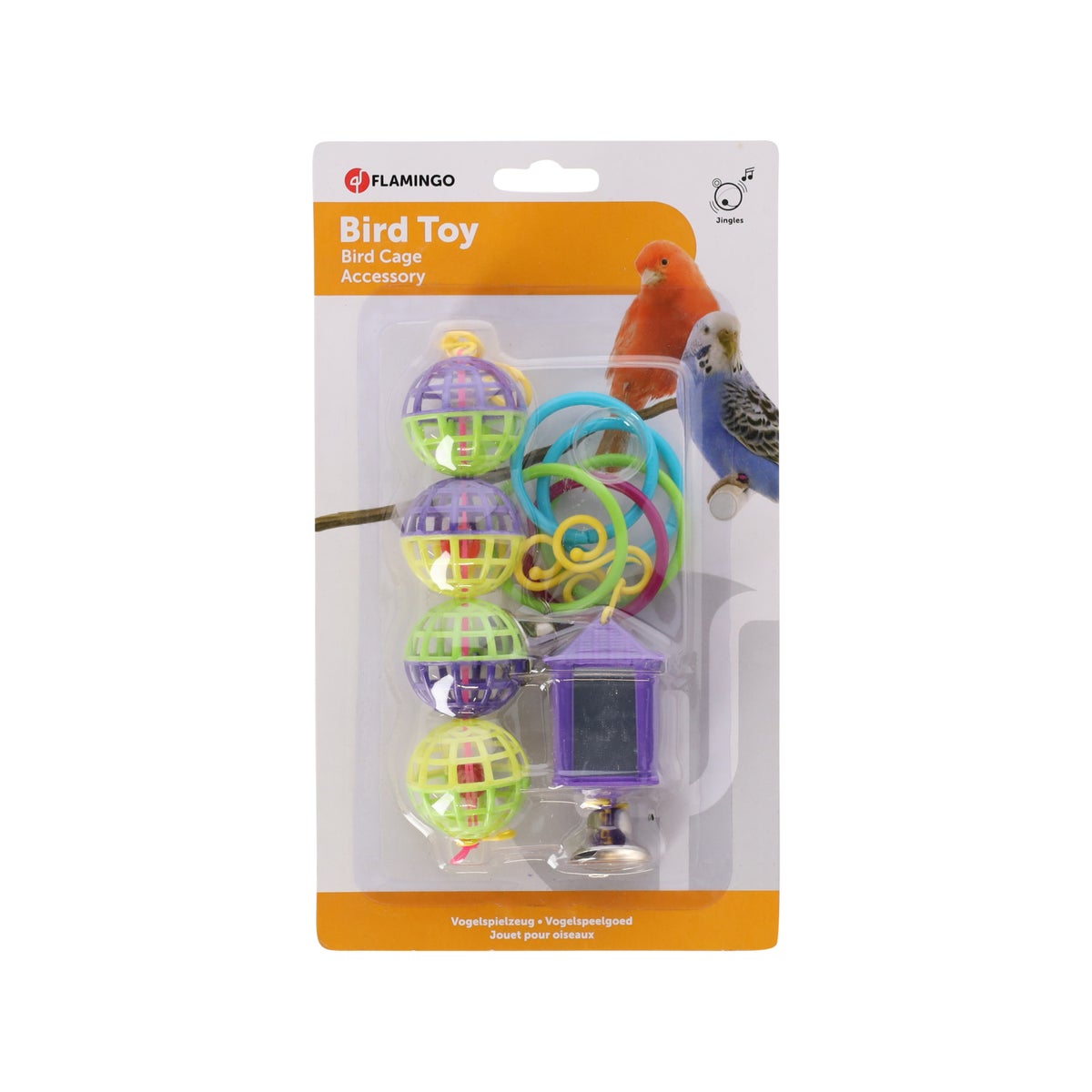 Spiegel + ring + bal + lantaarn parkiet Spiegel + ring + bal + lantaarn parkiet