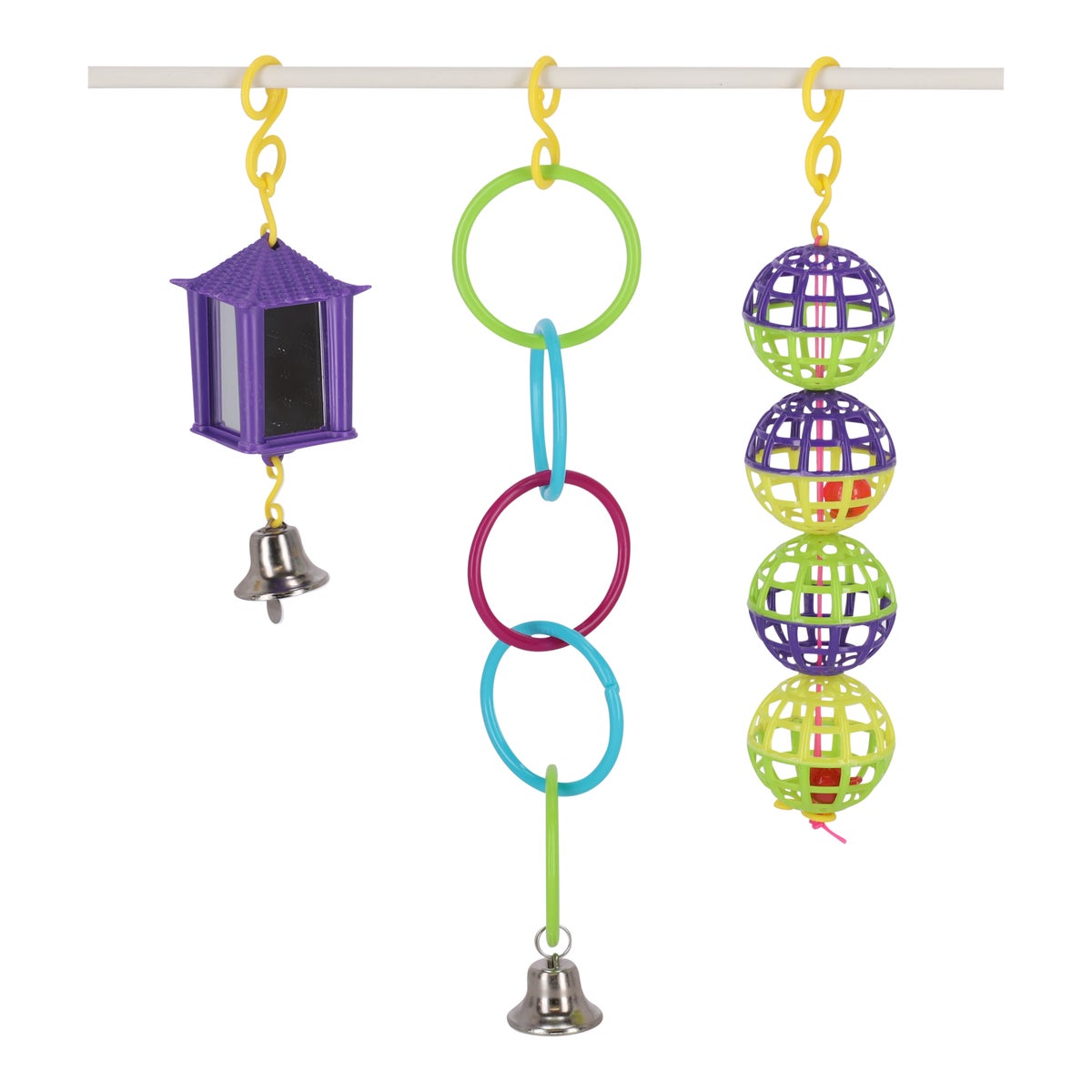 Spiegel + ring + bal + lantaarn parkiet Spiegel + ring + bal + lantaarn parkiet