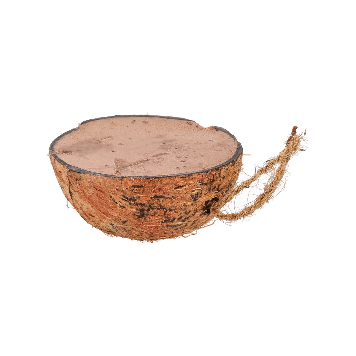 Halve cocosnoot gevuld met pindakaas Smulti Halve cocosnoot gevuld met pindakaas Smulti