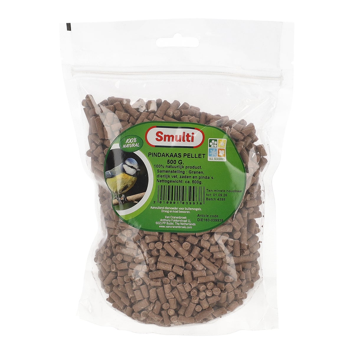 Pindakaas pellet 500G Smulti Pindakaas pellet 500G Smulti