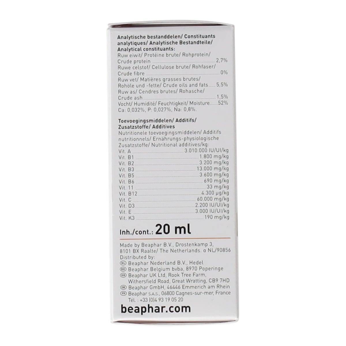 Multi-vitaminen vogel 20ml Beaphar Multi-vitaminen vogel 20ml Beaphar