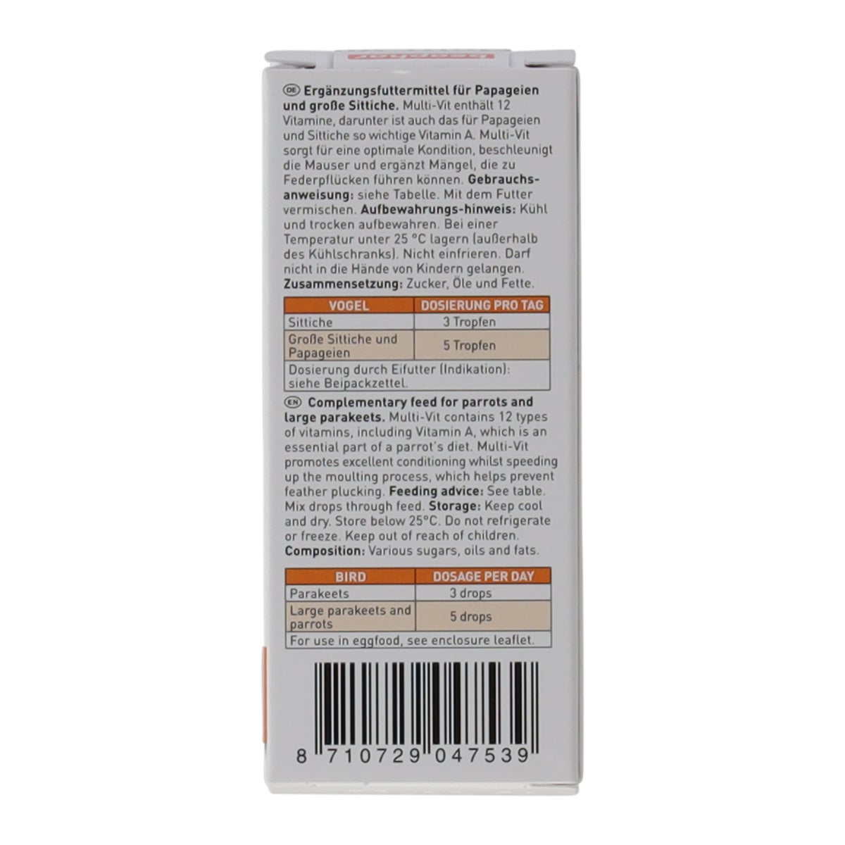 Multi-vitaminen papegaai 20m Beaphar Multi-vitaminen papegaai 20m Beaphar