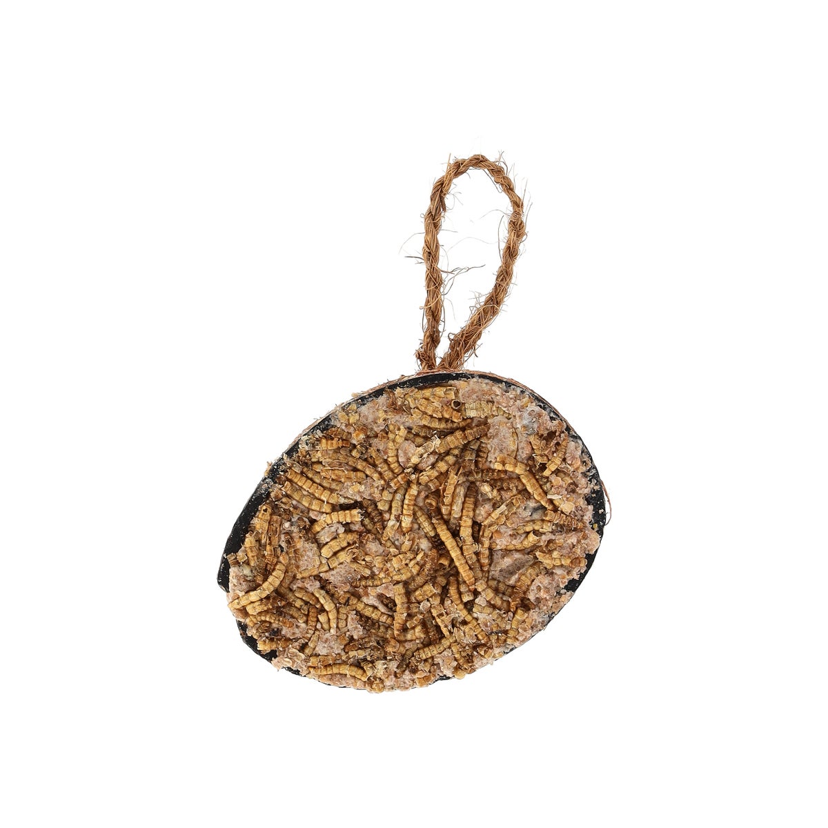 Halve cocosnoot gevuld met vet en meelworm Smulti Halve cocosnoot gevuld met vet en meelworm Smulti