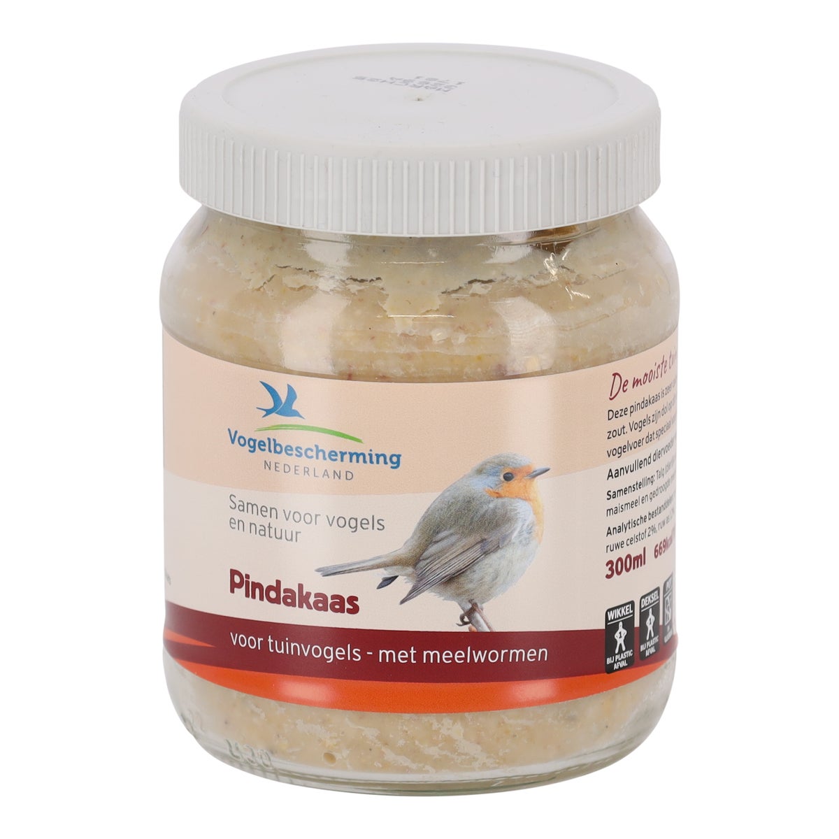 Pindakaas vogel + meelwormen 330gr Pindakaas vogel + meelwormen 330gr