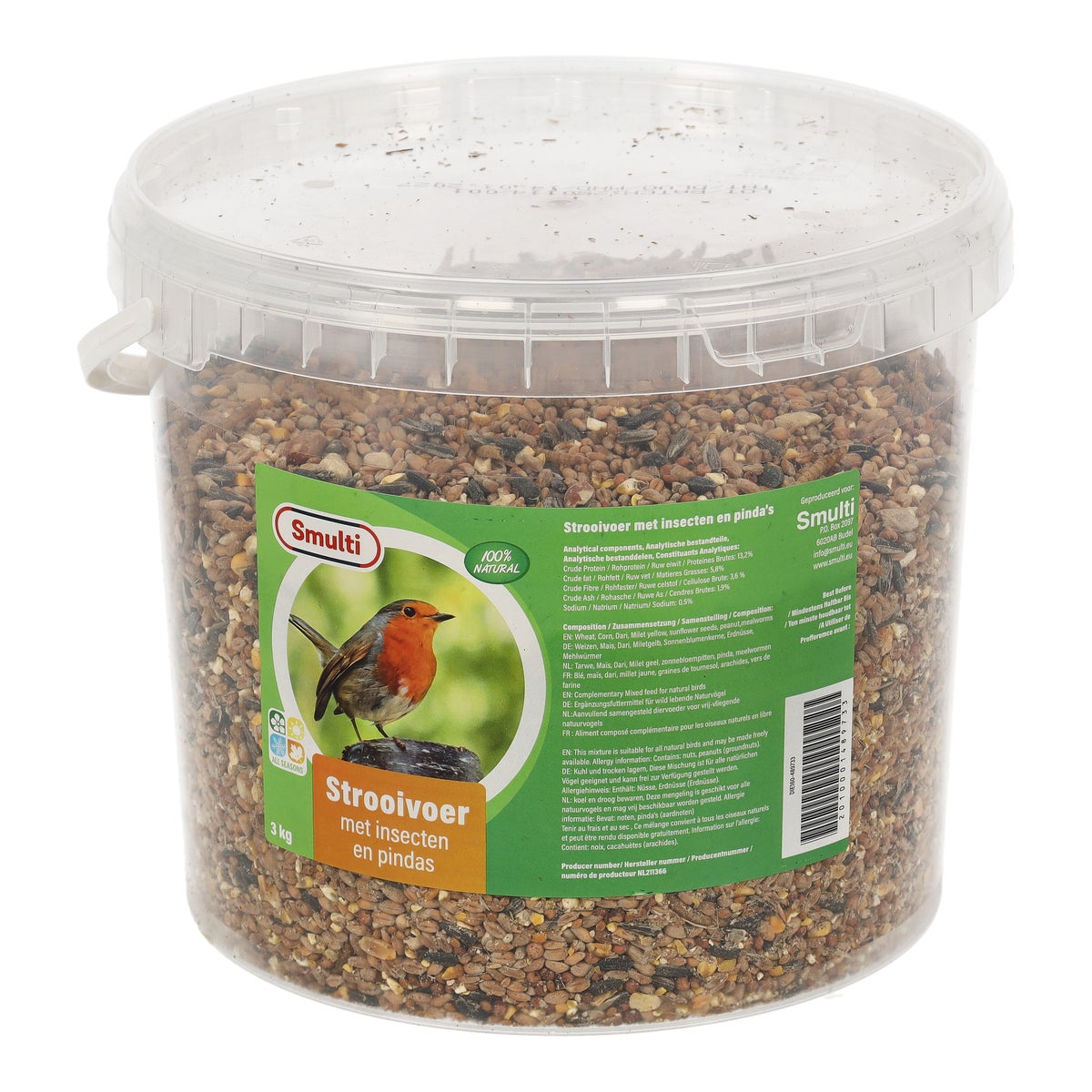 Strooivoer insecten met pindas 3kg Smulti Strooivoer insecten met pindas 3kg Smulti
