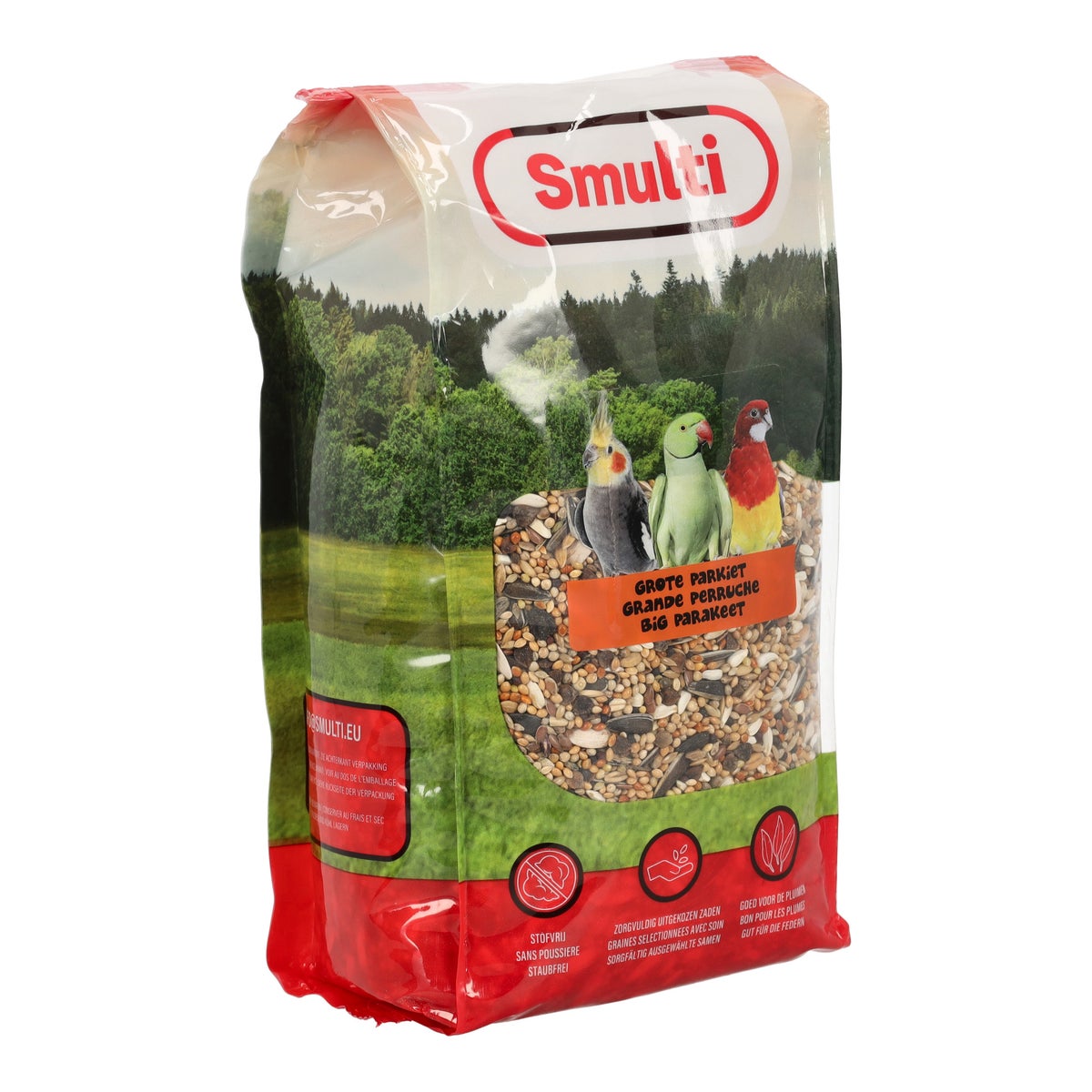 Voer vogel grote parkiet 1kg Smulti Voer vogel grote parkiet 1kg Smulti