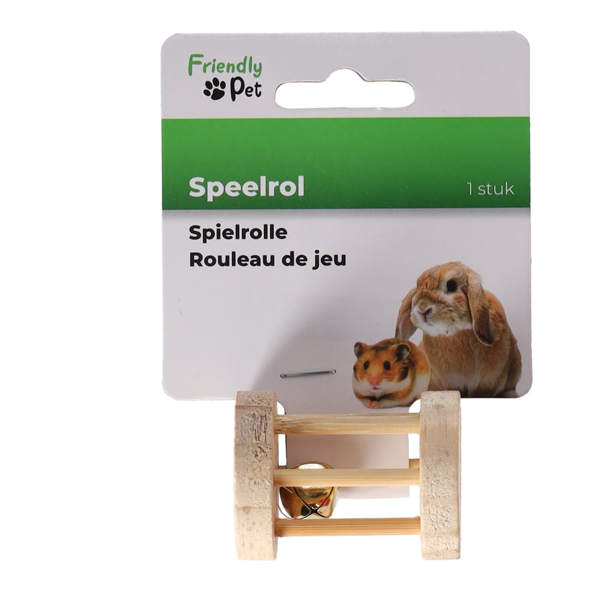 Knaagdier rol met bel hout 5 cm Knaagdier rol met bel hout 5 cm