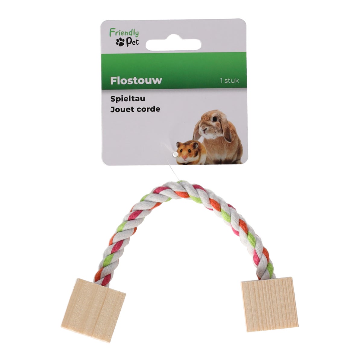 Knaagdier knabbelhout met touw 20 cm Knaagdier knabbelhout met touw 20 cm