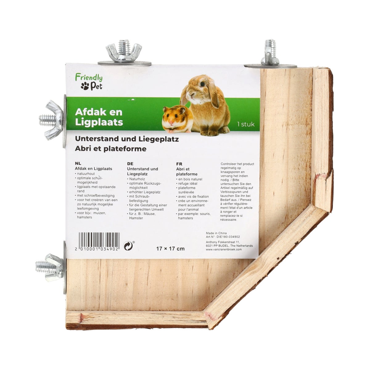 Knaagdier hoek plateau hout 17 cm Knaagdier hoek plateau hout 17 cm