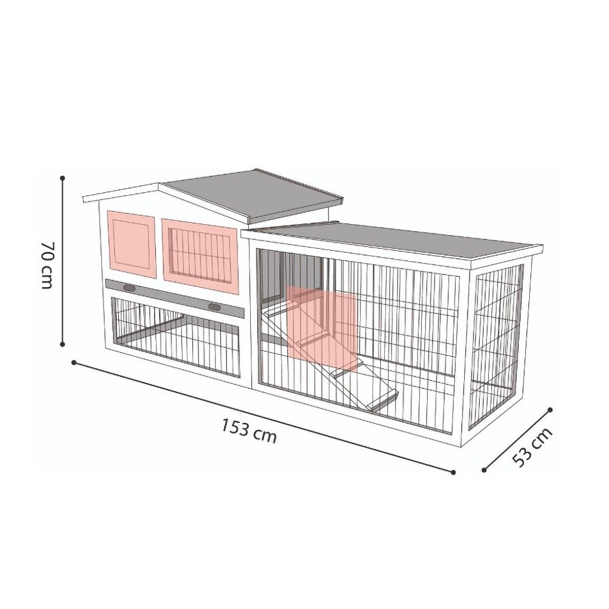 Konijnenhok met ren rainbow cottage 153cm Konijnenhok met ren rainbow cottage 153cm