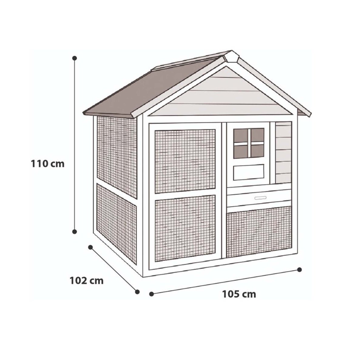 Konijnenhok met ren flappy urban 110cm Konijnenhok met ren flappy urban 110cm