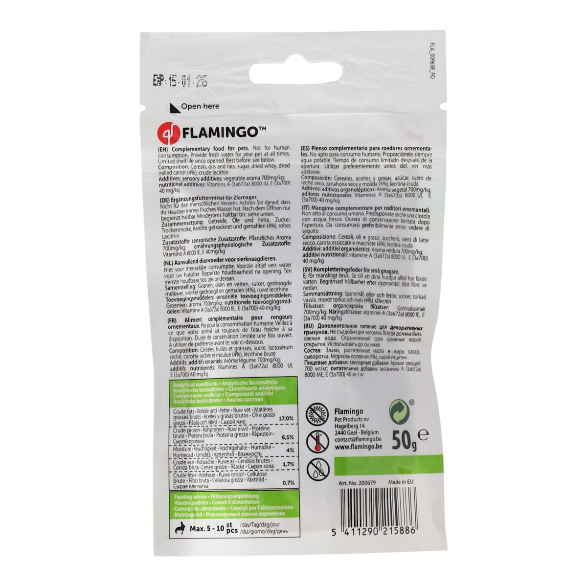 Snack knaagdier Dulci wortel 50g Snack knaagdier Dulci wortel 50g