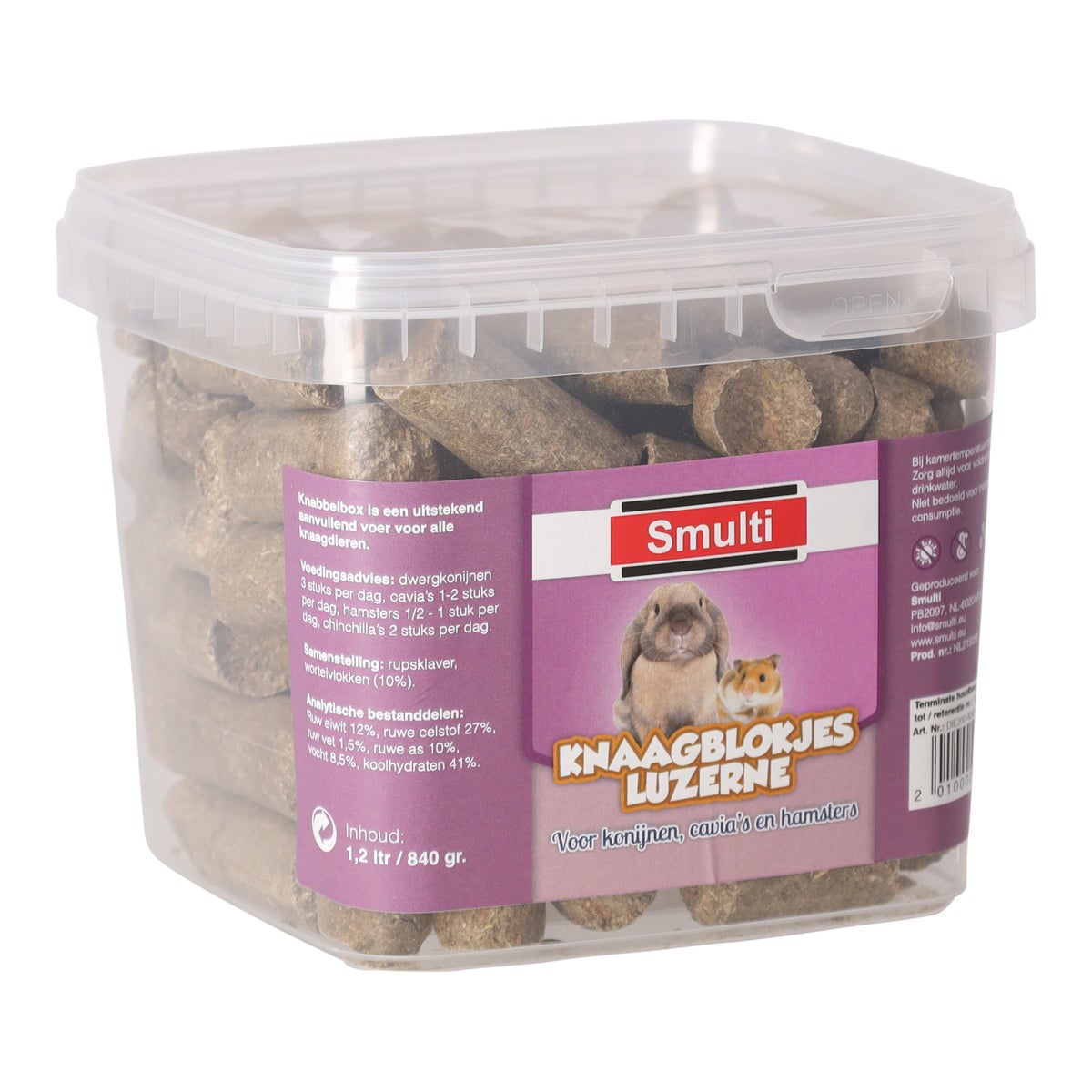 Snack knaag luzerne blokjes 840 gr Snack knaag luzerne blokjes 840 gr