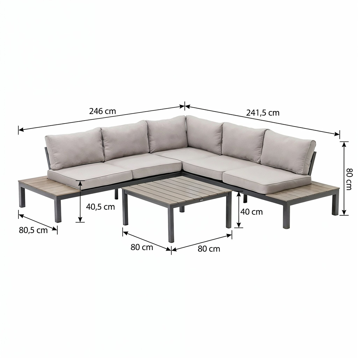 Loungeset Denice antraciet met kussens Loungeset Denice antraciet met kussens