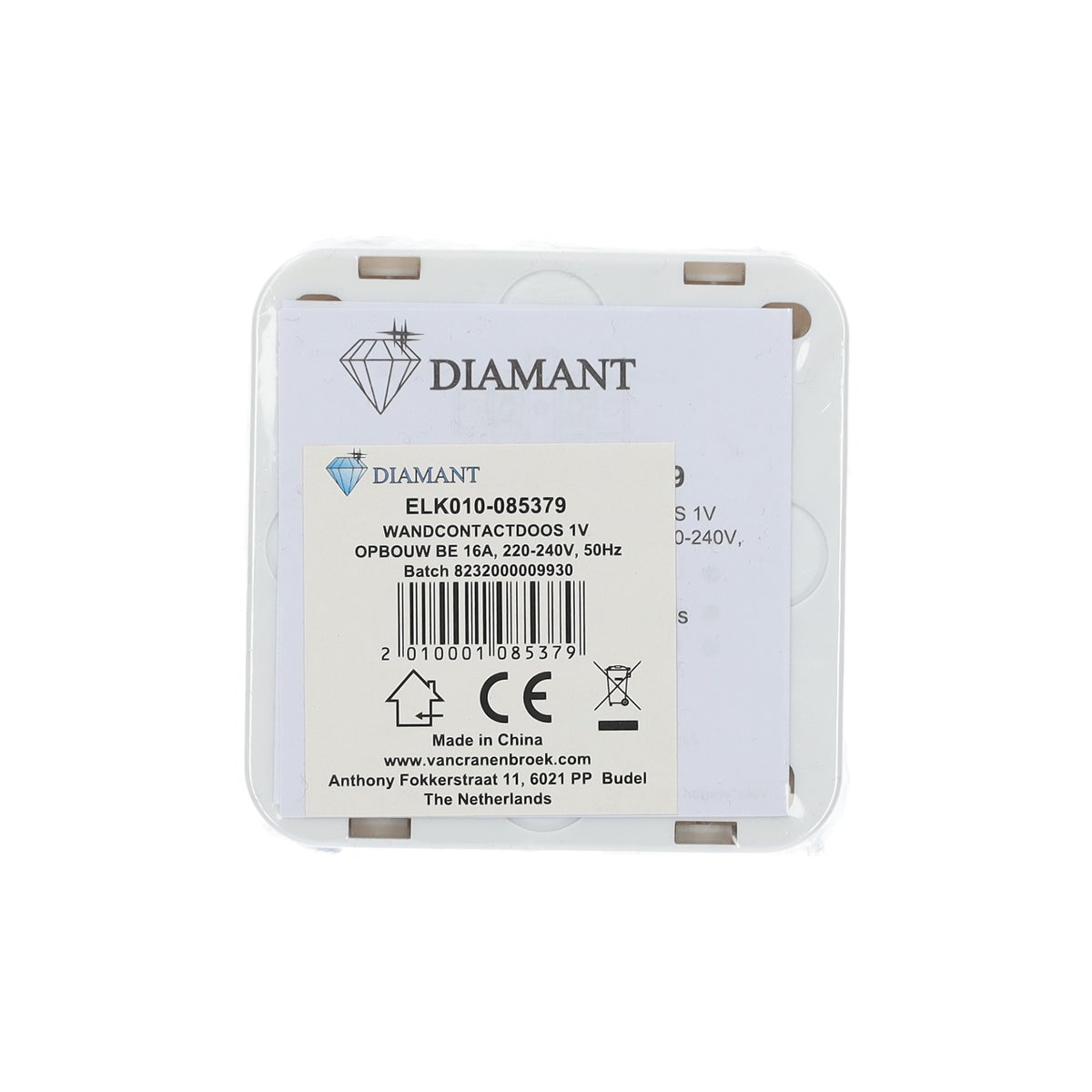 Wandcontactdoos 1V opbouw BE Diamant Wandcontactdoos 1V opbouw BE Diamant