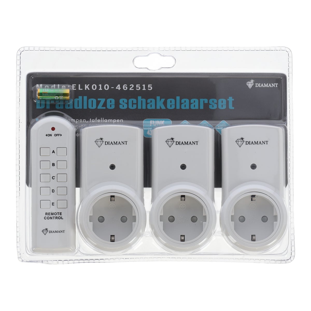 Stopcontact met afstandsbediening 4-delig NL Diamant Stopcontact met afstandsbediening 4-delig NL Diamant