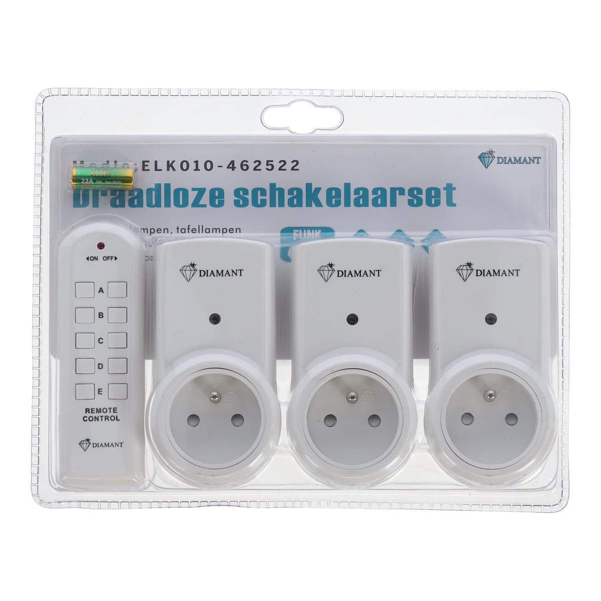 Stopcontact met afstandsbediening 4-delig BE Diamant Stopcontact met afstandsbediening 4-delig BE Diamant
