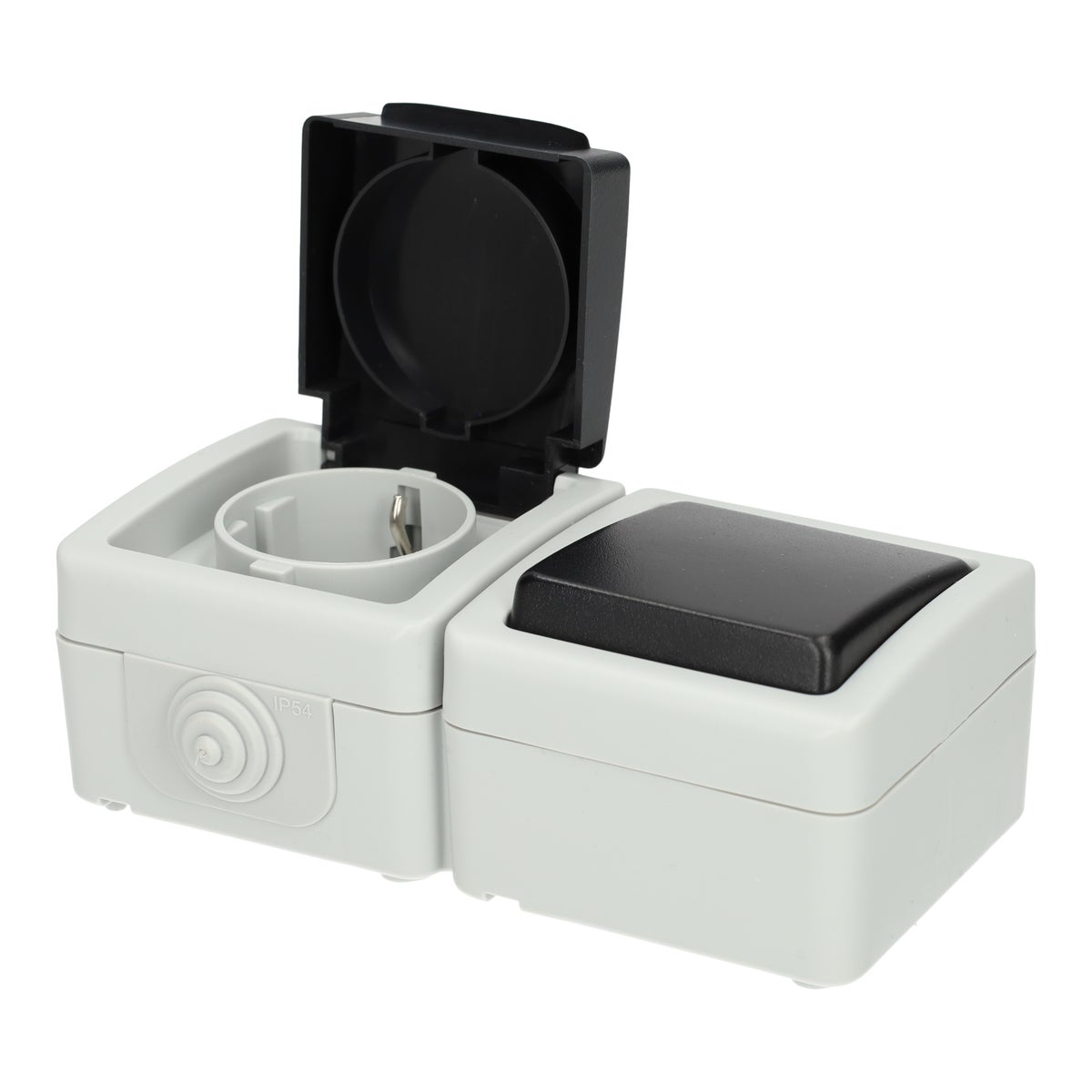 Wandcontactoos met schakelaar opbouw IP54 Diamant Wandcontactoos met schakelaar opbouw IP54 Diamant