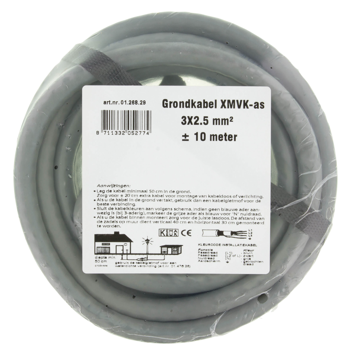 Grondkabel 10 m 3 x 2.5 mm² XMVK-as Grondkabel 10 m 3 x 2.5 mm² XMVK-as