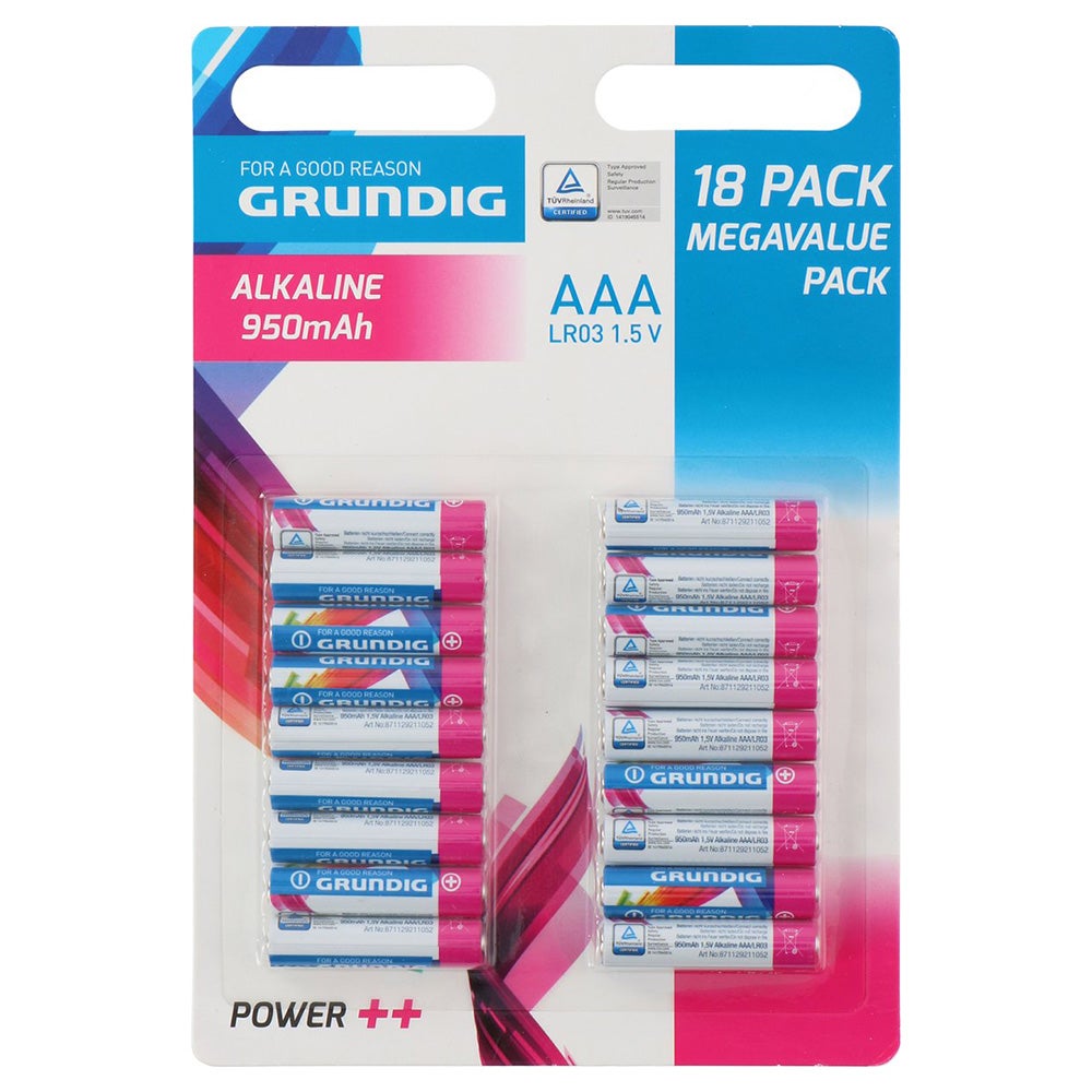 Batterij LR03 AAA 18 stuks Grundig Batterij LR03 AAA 18 stuks Grundig
