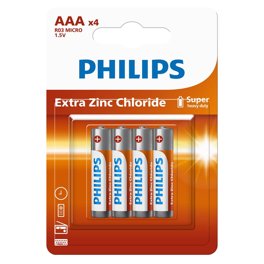 Batterij AAA R03 Longlife 4 stuks Philips Batterij AAA R03 Longlife 4 stuks Philips