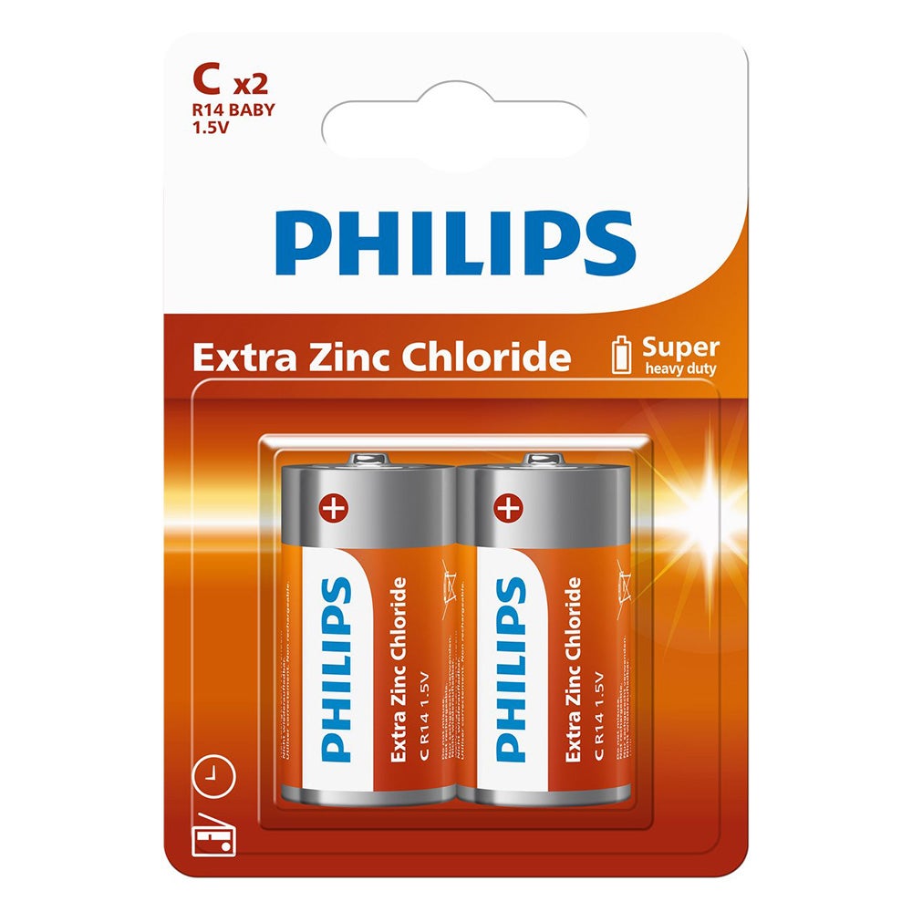 Batterij C R14 Longlife 2 stuks Philips Batterij C R14 Longlife 2 stuks Philips