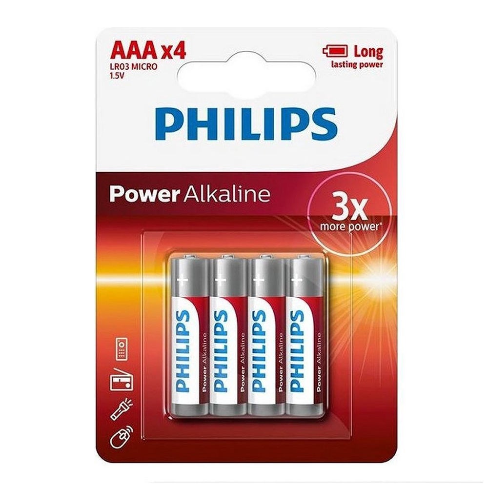 Batterij AAA LR03 Power Alkaline 4 stuks Philips Batterij AAA LR03 Power Alkaline 4 stuks Philips
