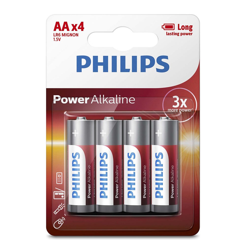 Batterij AA LR6 Power Alkaline 4 stuks Philips Batterij AA LR6 Power Alkaline 4 stuks Philips