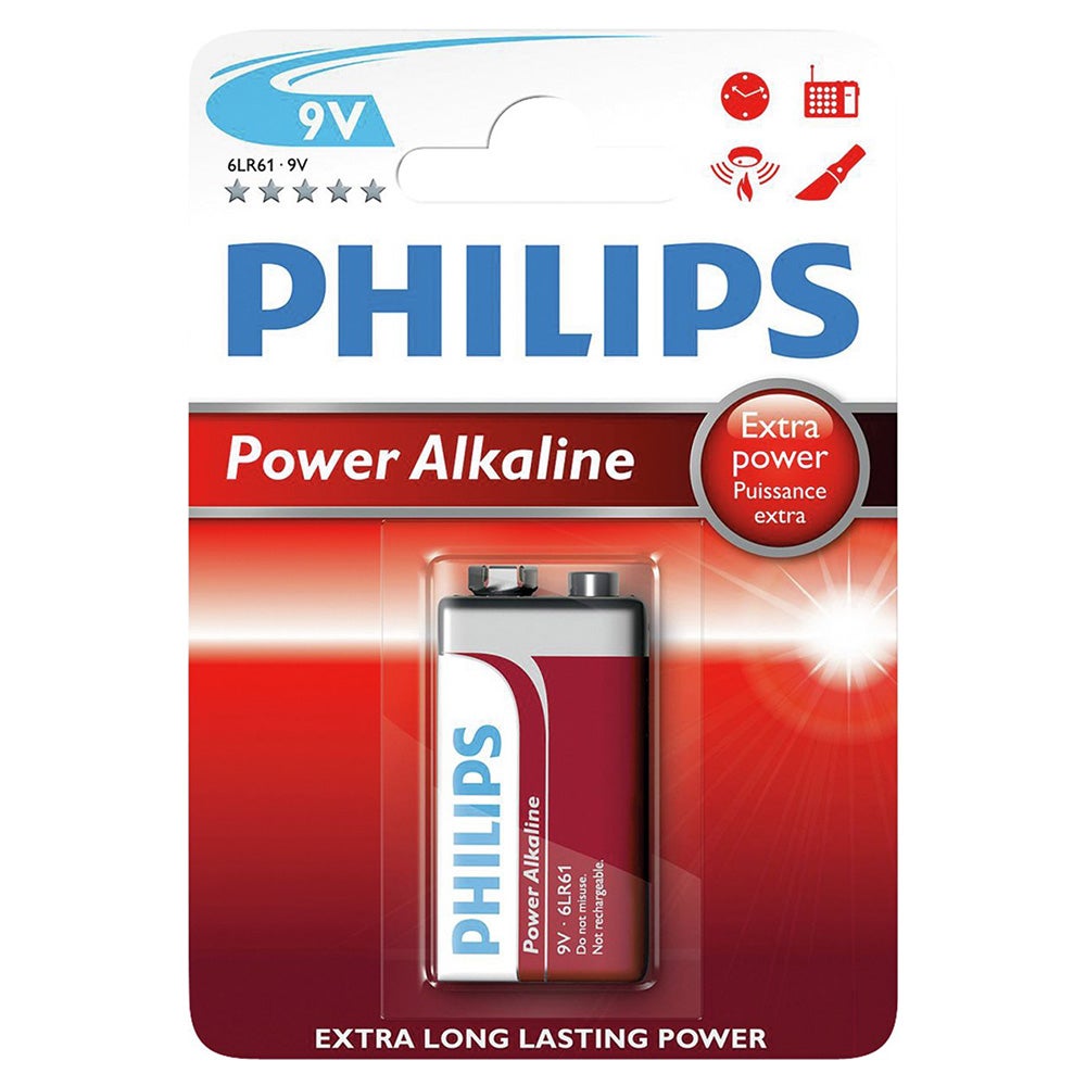Batterij 6LR61 Power Alkaline Philips Batterij 6LR61 Power Alkaline Philips