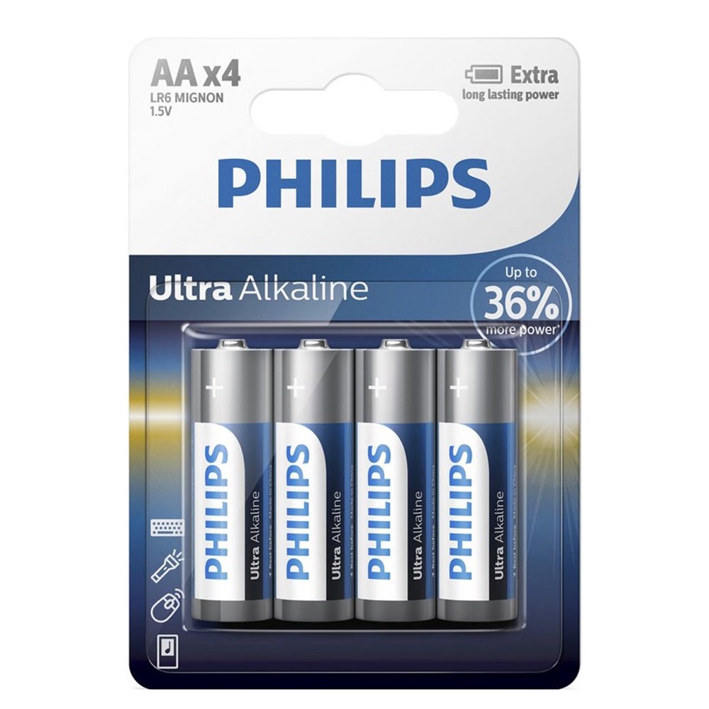 Batterij AA LR6 Ultra Alkaline 4 stuks Philips Batterij AA LR6 Ultra Alkaline 4 stuks Philips