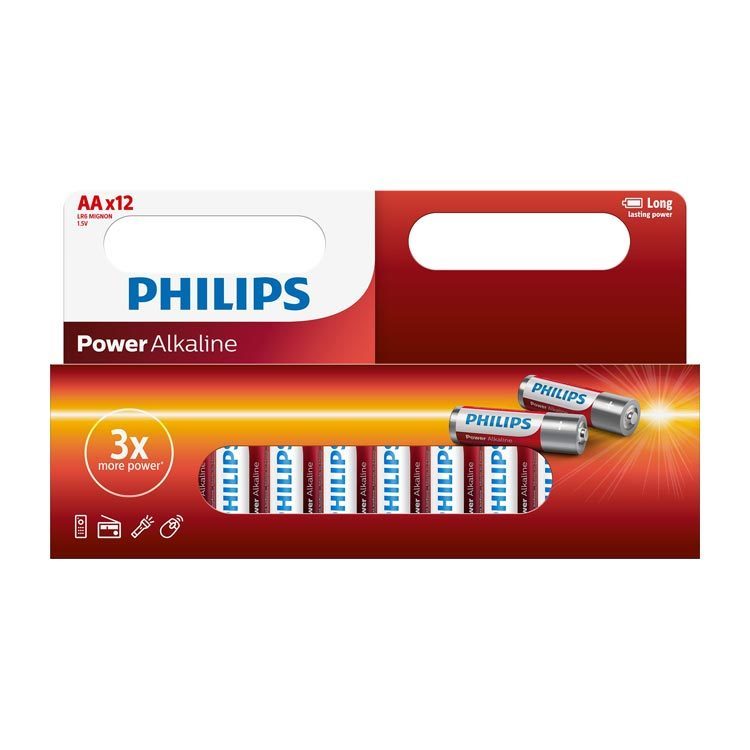 Batterij AA LR6 Power Alkaline 12 stuks Philips Batterij AA LR6 Power Alkaline 12 stuks Philips