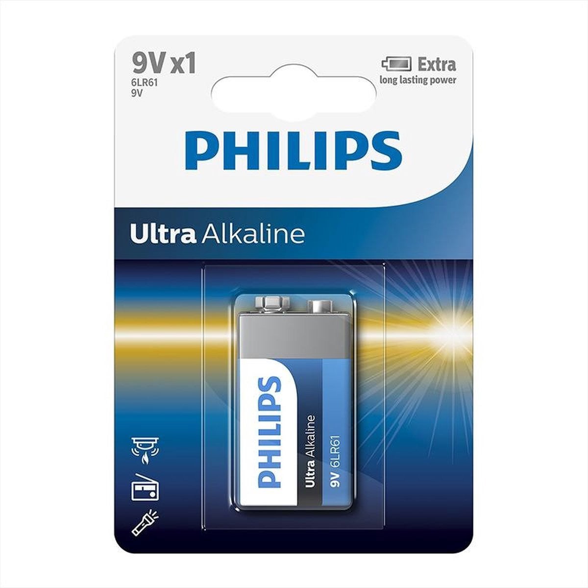 Batterij 6LR61 Ultra Alkaline Philips Batterij 6LR61 Ultra Alkaline Philips