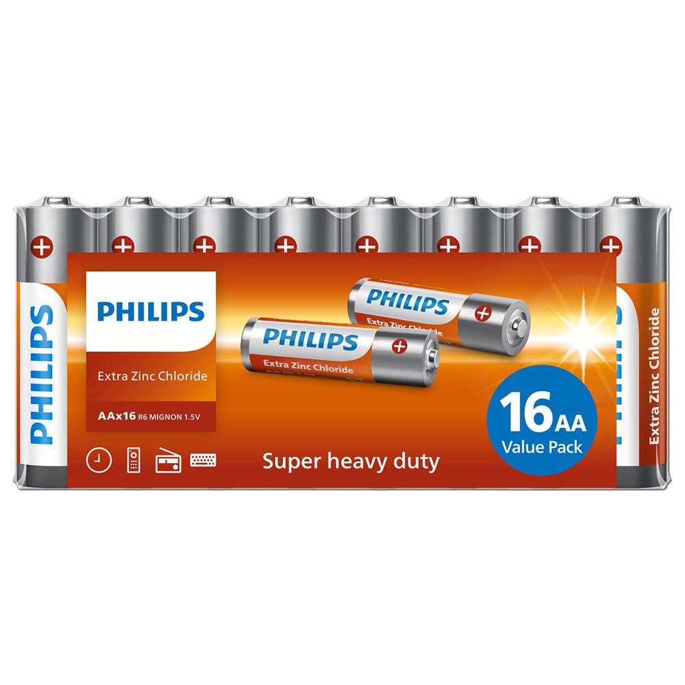 Batterij AA R6 Longlife Philips 16 stuks Batterij AA R6 Longlife Philips 16 stuks