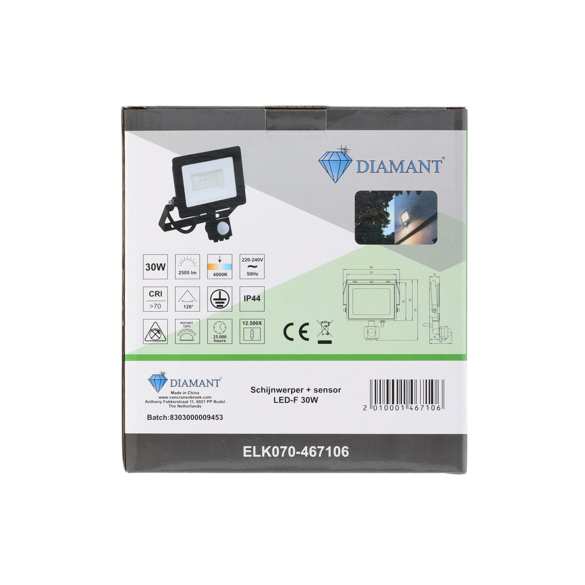 Schijnwerper met sensor LED-F 30W Schijnwerper met sensor LED-F 30W