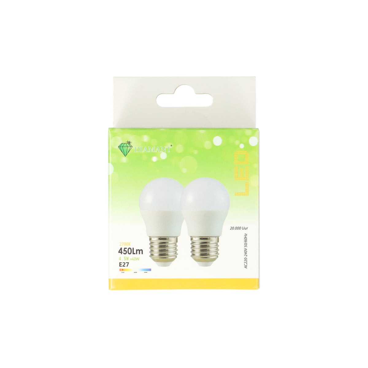 Lamp LED bol 4.5W-E27 duo warmwit V2 Lamp LED bol 4.5W-E27 duo warmwit V2