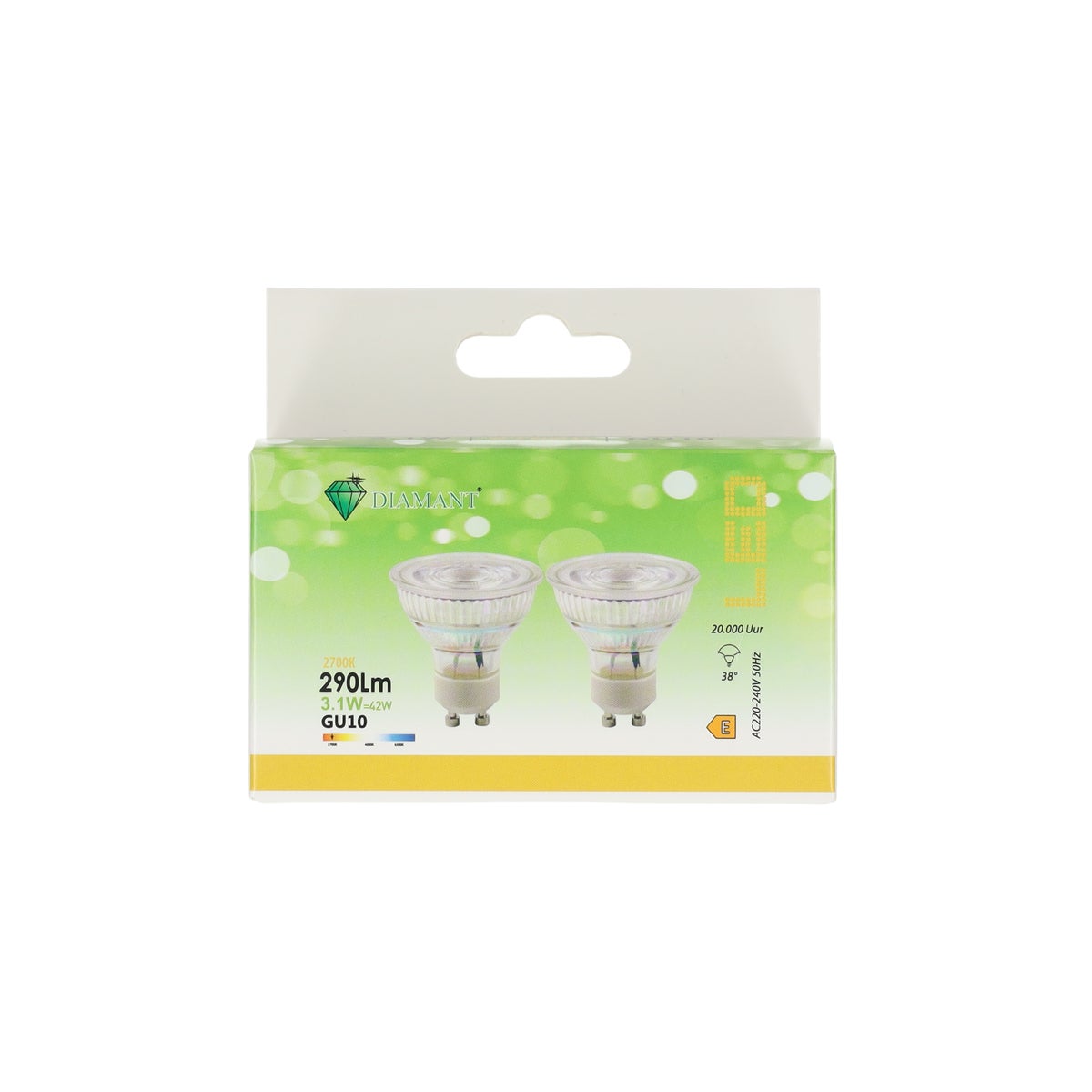 Lamp Led spot dimbaar 3.1W GU10 duo warmwit Lamp Led spot dimbaar 3.1W GU10 duo warmwit