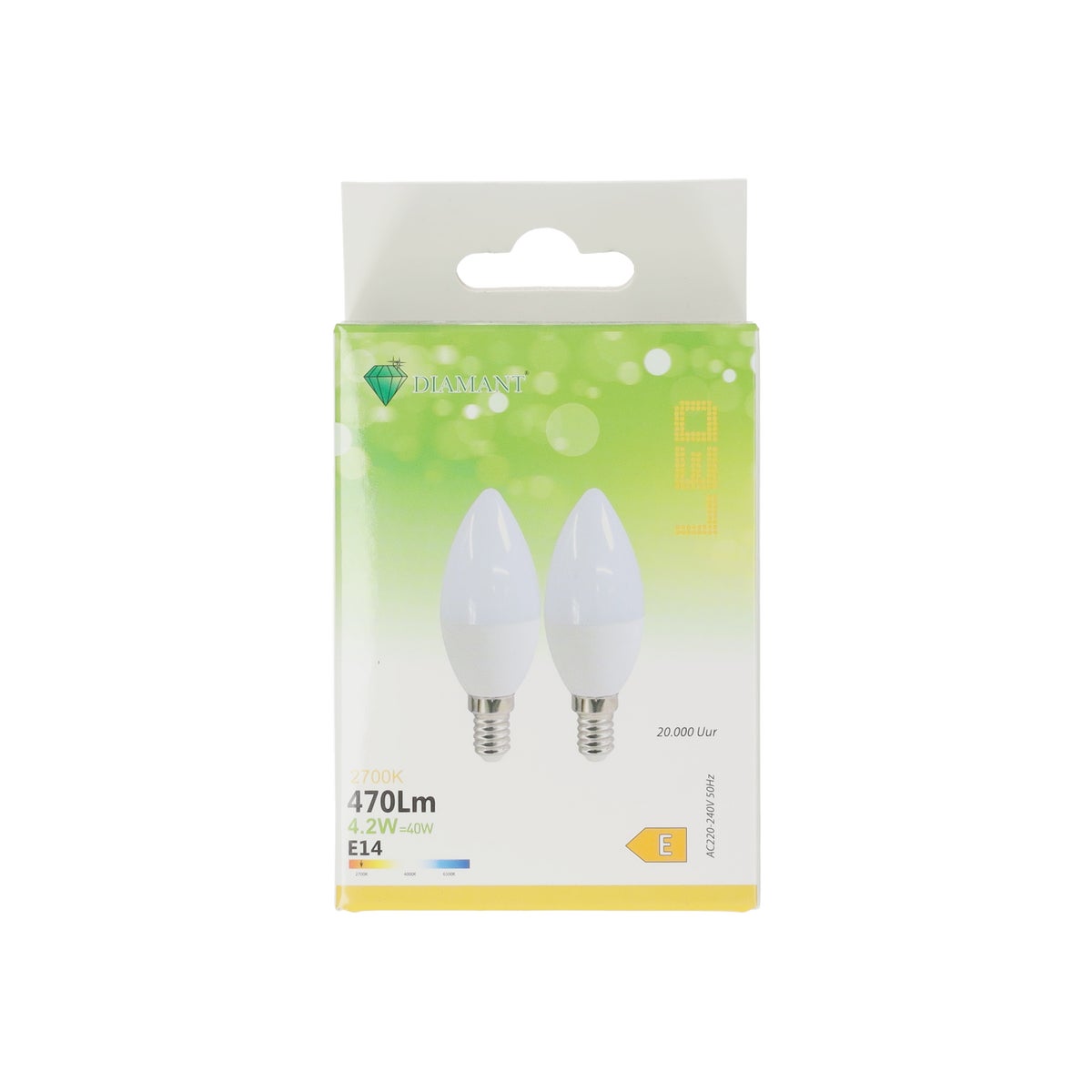 Lamp Led kaars 4.2W-E14 Duo warmwit Lamp Led kaars 4.2W-E14 Duo warmwit