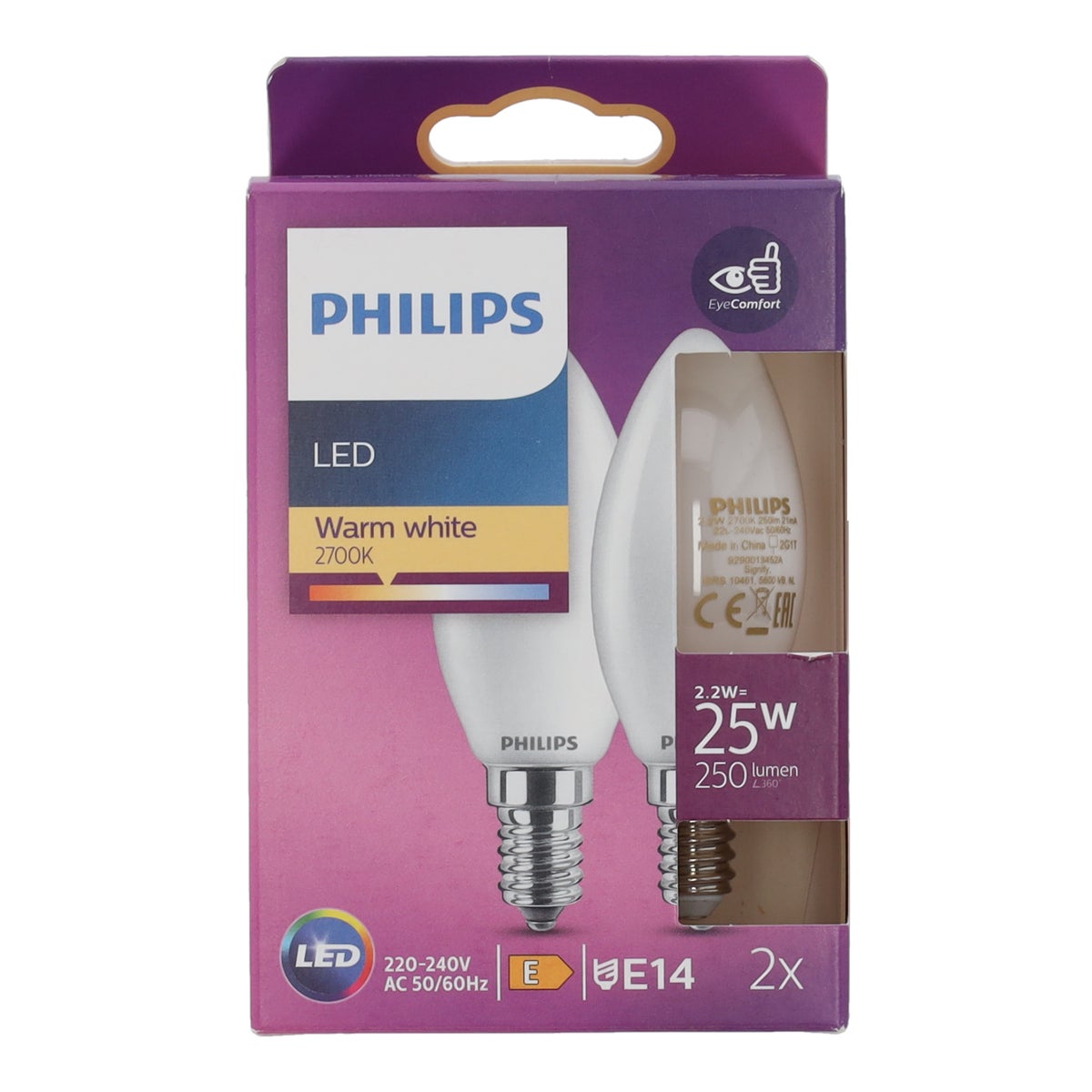 Lamp LED kaars 25W E14 duo Philips Lamp LED kaars 25W E14 duo Philips
