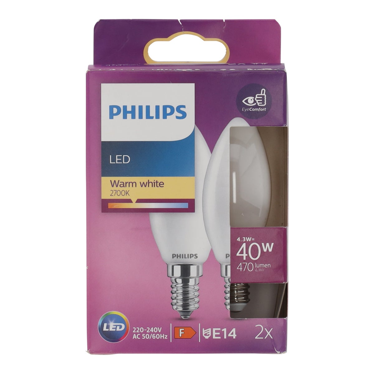 Lamp LED kaars 40W E14 duo Philips Lamp LED kaars 40W E14 duo Philips
