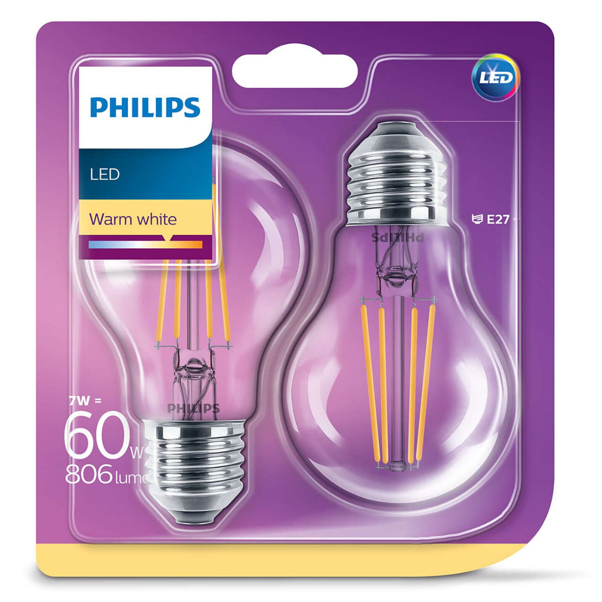 Lamp LED peer helder 60W E27 2st. Lamp LED peer helder 60W E27 2st.