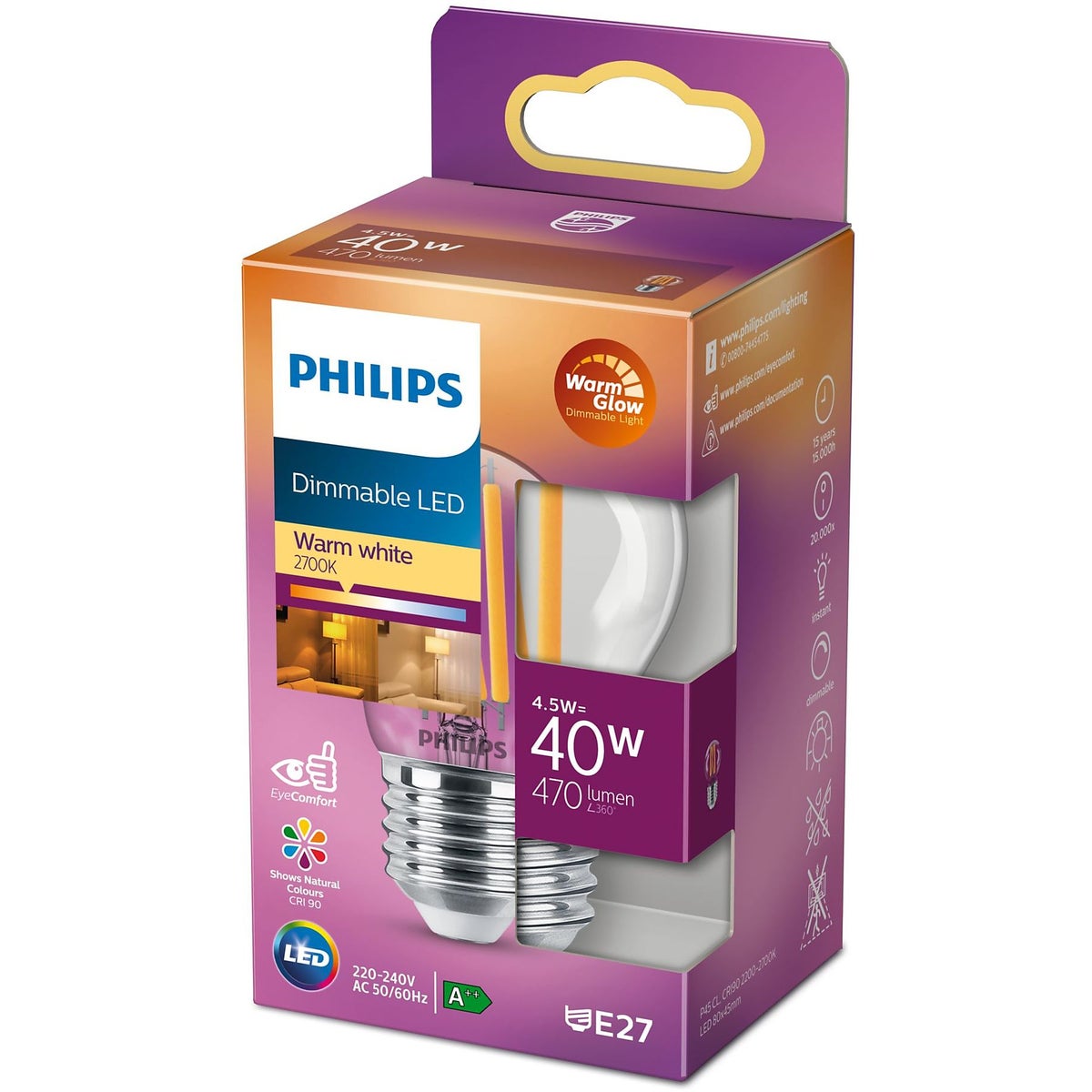 Lamp LED bol deco dimbaar 40W E27 Lamp LED bol deco dimbaar 40W E27