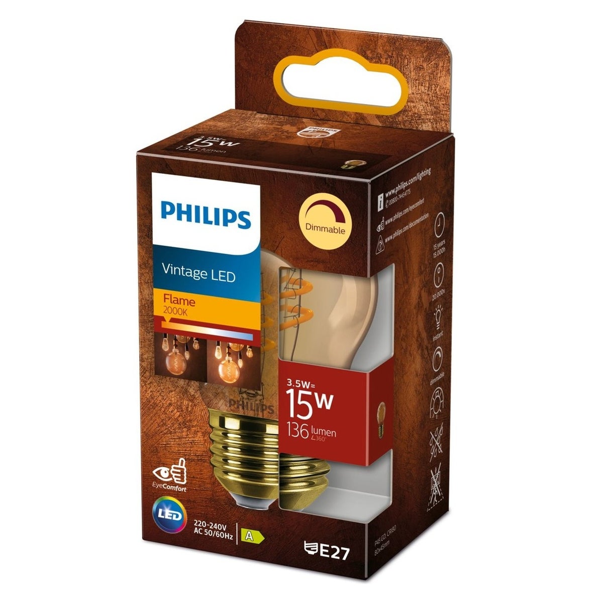 Lamp LED bol met spiraal dimbaar Vintage 15W E27 Lamp LED bol met spiraal dimbaar Vintage 15W E27