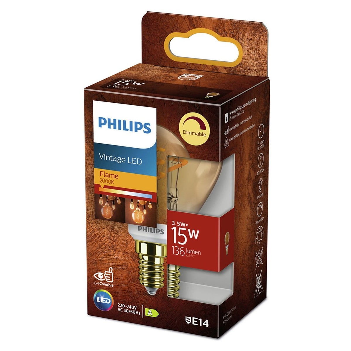 Lamp LED bol met spiraal dimbaar Vintage 15W E14 Lamp LED bol met spiraal dimbaar Vintage 15W E14