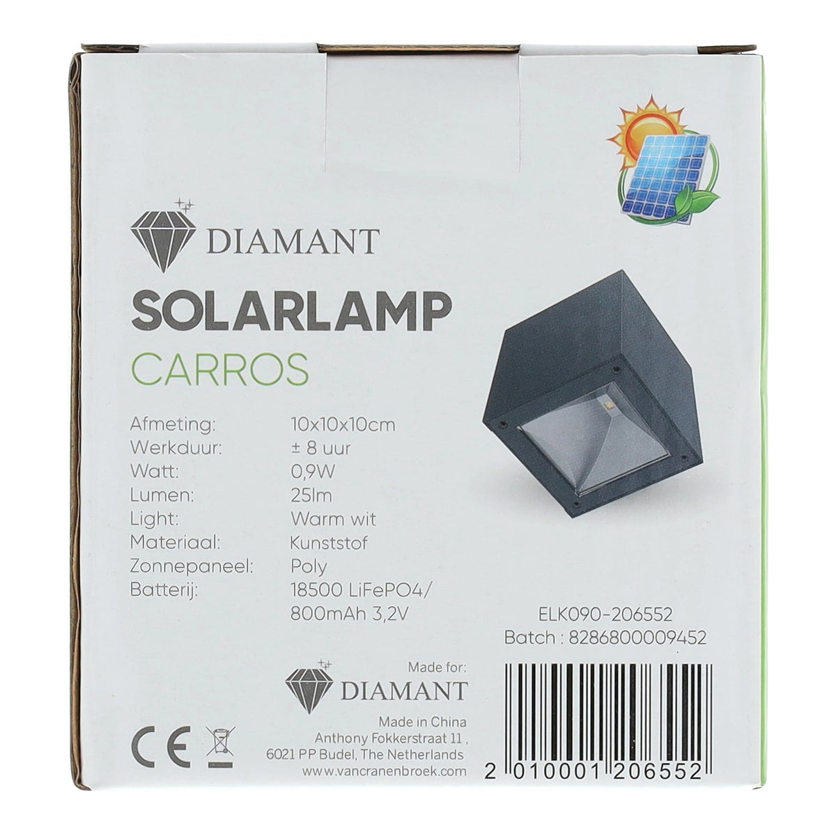 Lamp Carros LED solar zwart Lamp Carros LED solar zwart