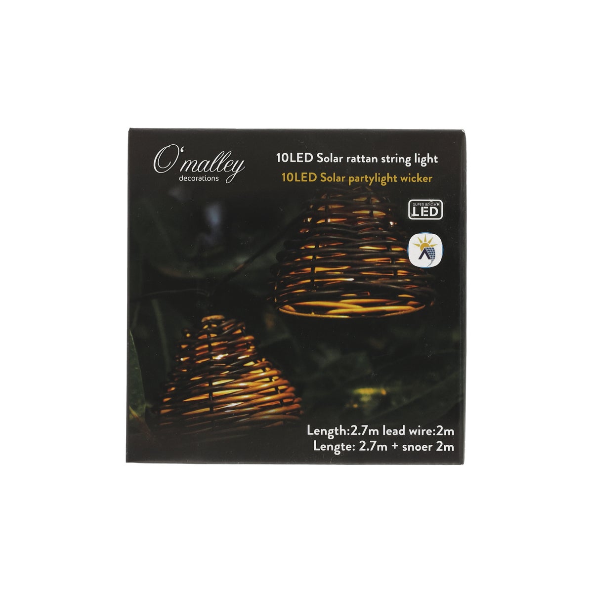 Partylight solar 10LED warm wit wicker Partylight solar 10LED warm wit wicker