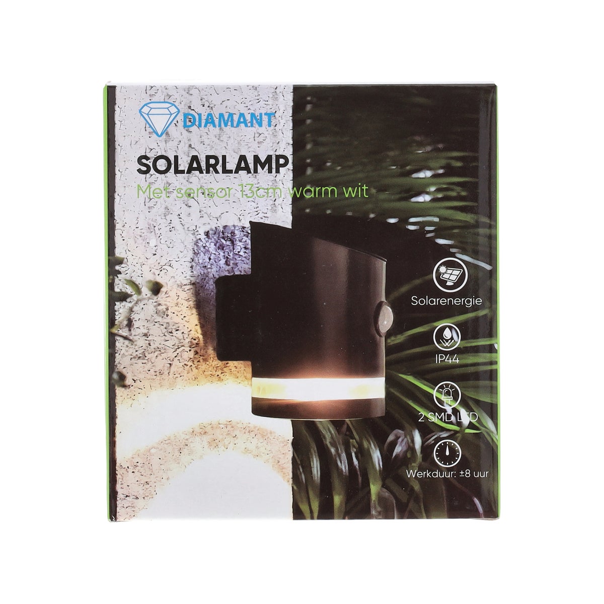 Lamp wand met sensor 13 cm warmwit solar Lamp wand met sensor 13 cm warmwit solar