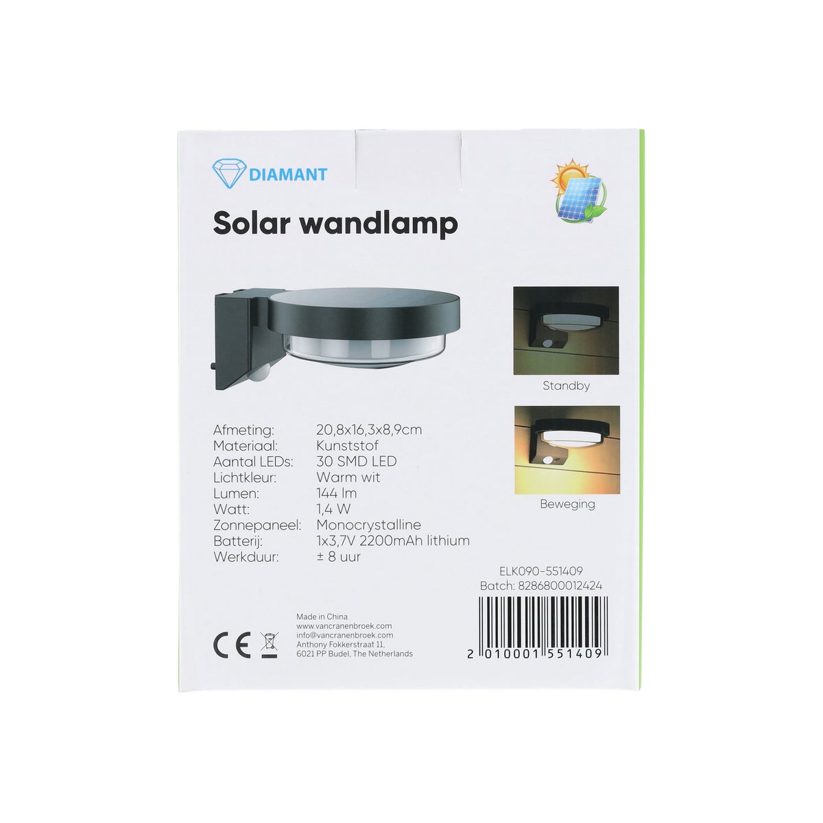 Lamp wand en sensor colezy led-ww solar Lamp wand en sensor colezy led-ww solar