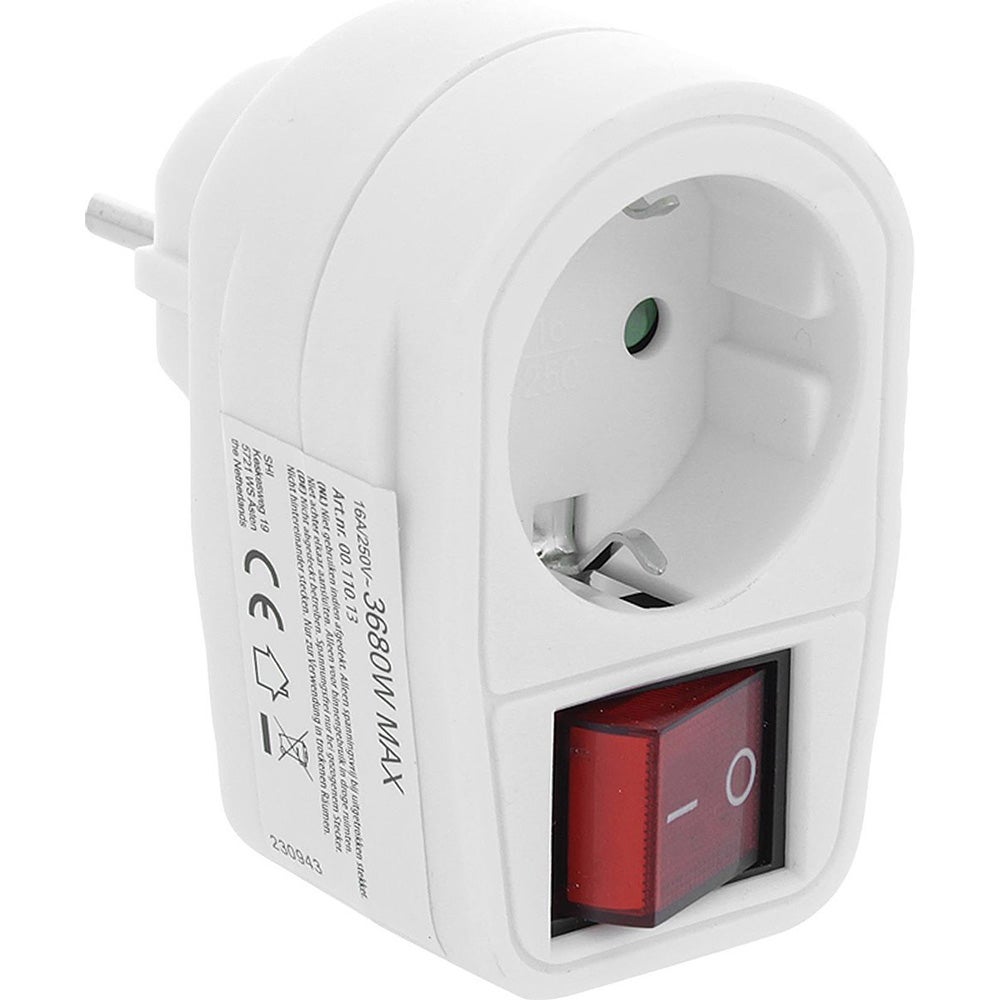 Stekker randaarde met schakelaar 10/16A wit Stekker randaarde met schakelaar 10/16A wit