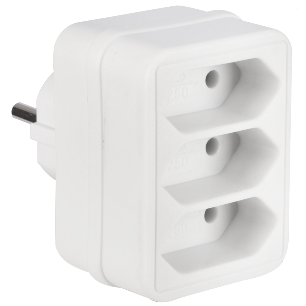 Stekker euro drieweg 2,5A wit Stekker euro drieweg 2,5A wit